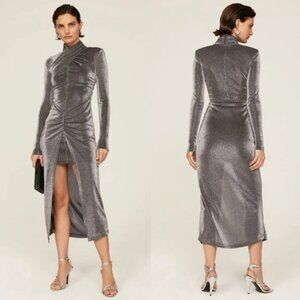 Allsaints Ayla‎ Silver Metallic Wrap Dress 10 UK / 6 US
